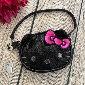 NWT black Sanrio HELLO KITTY all over sequin women's small handbag purse